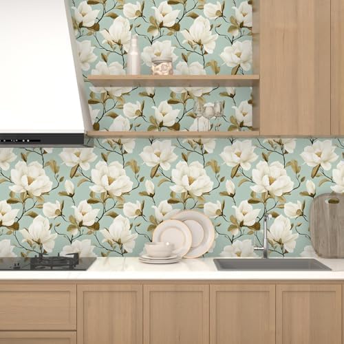 Laatse Vintage Blue Floral Bird Wallpaper Peel and Stick 17.5" × 118" - Image 4