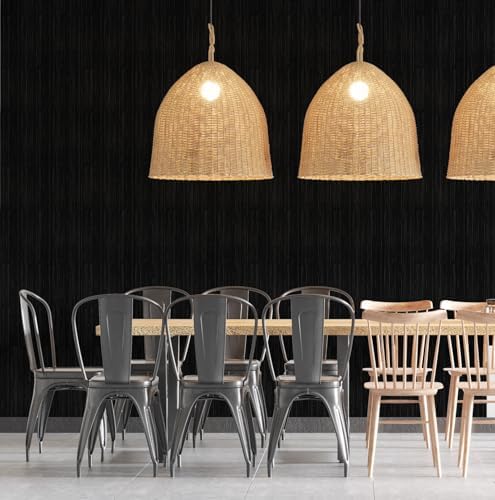 Black Grasscloth Peel and Stick Wallpaper Texture Contact Paper 15.7" X 120" - Image 2