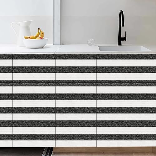 Black Stripe Peel and Stick Wallpaper A Set of 15.7" x 1181" Black and White - Image 2