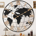 Pytha Sight 36 Inch Large Extra Metal Oversized Roman World Map Wall Clock by Pytha+Sight