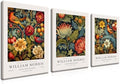 William Morris Canvas Wall Art Set of 3, Vintage Flower and Bird Animal Poster by AKWISHWallArt