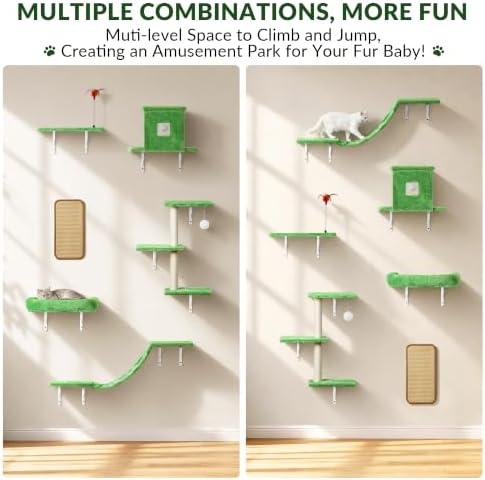 Cat Wall Shelves, 6-in-1 Cat Wall Furniture Set - Image 6