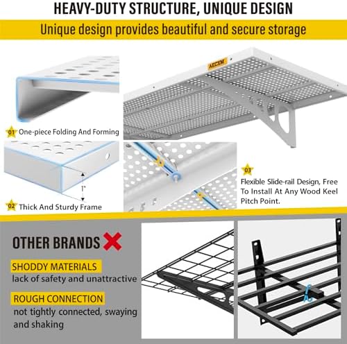 Aecxm 4-Pack 1.64x4ft Adjustable Garage Wall Shelving 1120lbs Load Capacity - Image 5