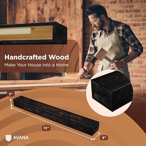 Avana Rustic Fireplace Mantle Shelf 72 Inches - Image 3