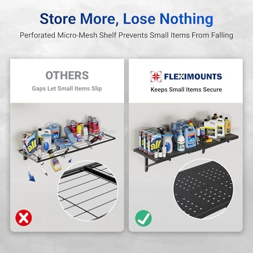 FLEXIMOUNTS 2-Pack 1x6ft Wall Mounted Garage Shelving, 14x68-inch - Image 6