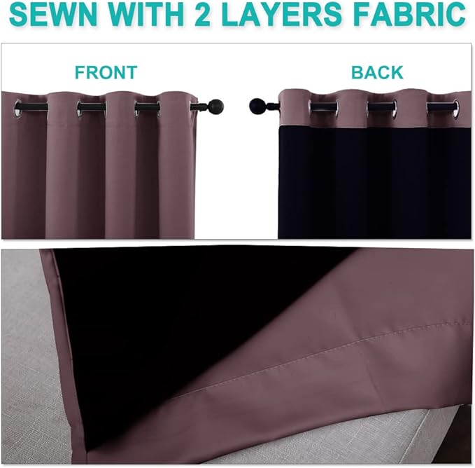 NICETOWN Full Shading Curtains for Windows, Super Heavy-Duty Black Lined - Image 5
