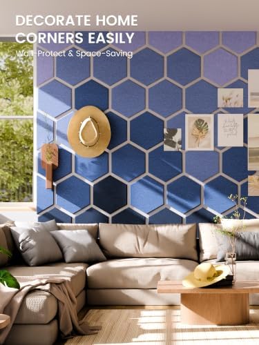 Fluxynara 12-Pack Hexagon Felt Bulletin Board Tiles, Denim Mist-1 - Image 4