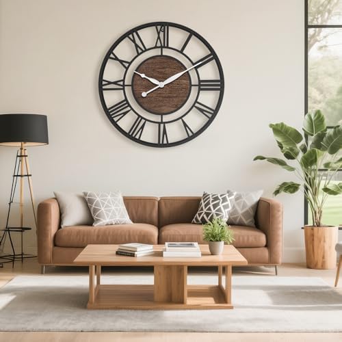 16 Inch Black Roman Numerals Large Wall Clock - Image 5