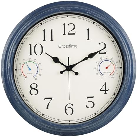 Crosstime 16" Indoor Outdoor Retro Wall Clock Battery Operated Silent by CrosstimeWallClockPracticalElegant