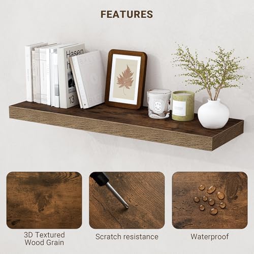 Acovy 24 Inch Floating Shelves, 3D Textured 24"x9.25"x1.5" Inch Deep Floating - Image 5