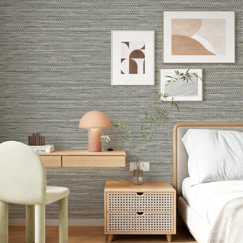 Grasscloth Peel and Stick Wallpaper Faux Linen 17.3in x 393.7in - Image 3