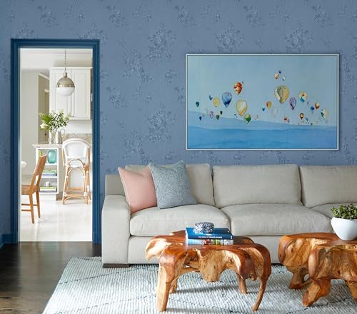 Erfoni Grey Blue Peel and Stick Wallpaper Floral Embossed Contact Paper - Image 6