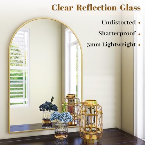 VooBang Arched Wall Mirror, 24 x 36 inch Arch Bathroom Mirror Gold - Image 3