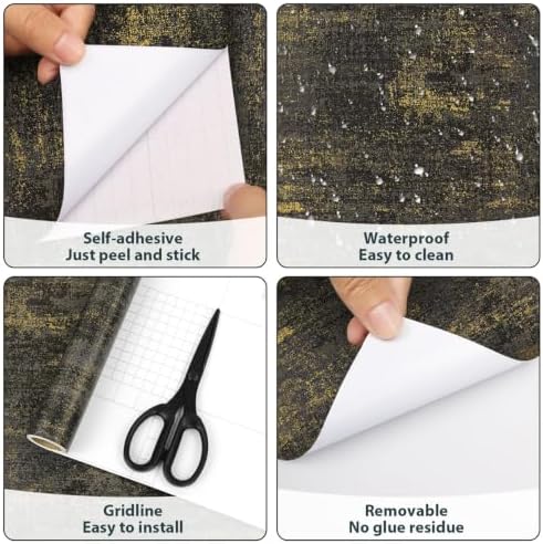 Arthome Black Gold Wallpaper Peel and Stick Contact Paper 17" x 240" - Image 7