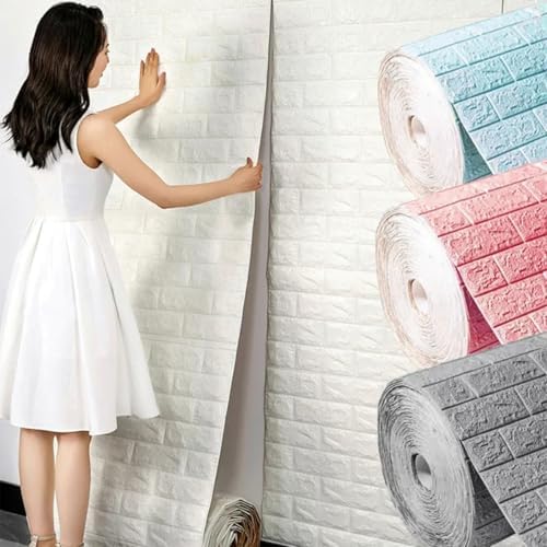Waterproof Wall Panels 27.5" x 196.8" Faux Brick Wallpaper Peel and Stick Art - Image 5