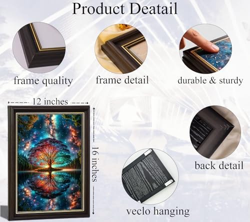 Black Gold Framed Tree of Life Canvas Wall Art Starry sky reflection Pictures - Image 3
