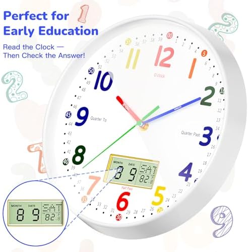 12" Silent Teaching Wall Clock - Image 2