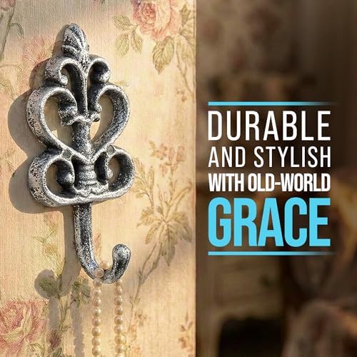 Comfify Silver-Black Cast Iron Wall Hooks Set of 3 – Farmhouse Coat Hooks - Image 5