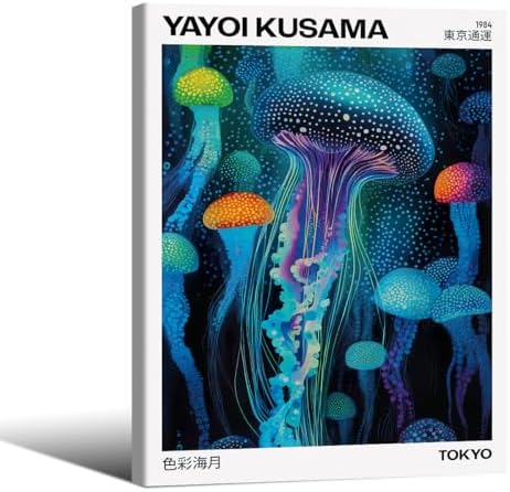 Colorful Ocean Jellyfish Wall Art Unique Japanese Animal Posters Yayoi Kusama by rumlud