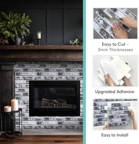 Commomy Faux Brick Panels Peel and Stick Wall Stickers 10 Pcs 11.8" x 11.8" - Image 6