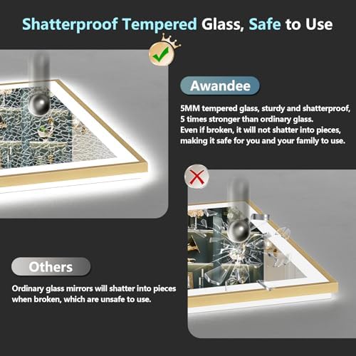50x32 Gold LED Bathroom Mirror - Image 7