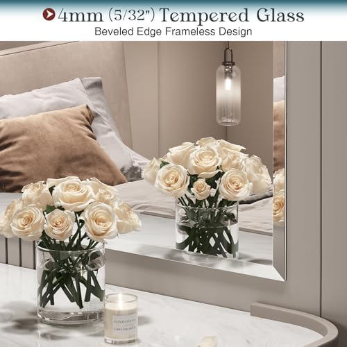 Frameless Bathroom Mirror 30"x48", Beveled Bathroom Mirror - Image 4