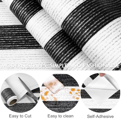 Black Stripe Peel and Stick Wallpaper A Set of 15.7" x 236" Black and White - Image 5