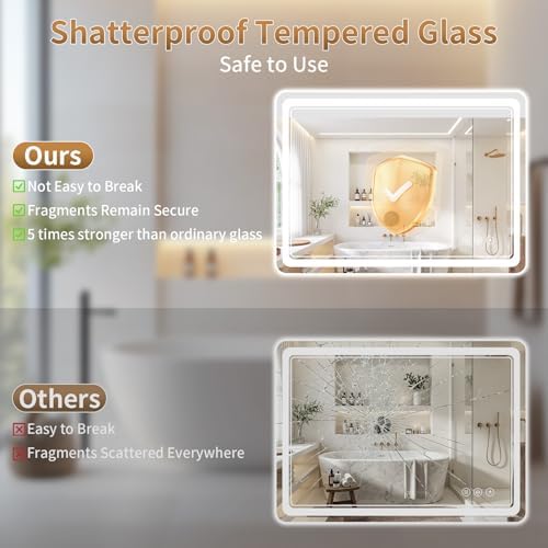 BEAUTYPEAK 32"x40" LED Bathroom Mirror - Image 6