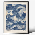 Japanese Blue Waves Wall Art Vintage Oriental Japandi Wabi Sabi Poster 08x10 by rumlud