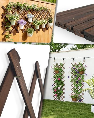 Expandable Wooden Latice Fence Panel, 1 Pack, 2.2 x 5.2 Ft Large Wood Garden - Image 2
