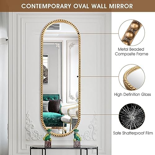 Oval Full Length Mirror, Living Room, Antique Gold - Image 3
