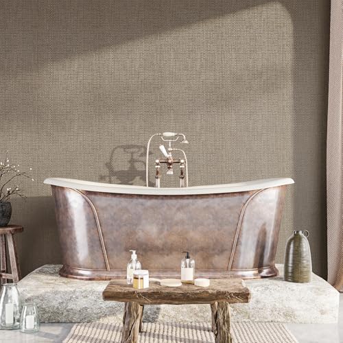 Taupe Brown Grasscloth Wallpaper Peel and Stick Metallic Grass Cloth Wallpaper - Image 6