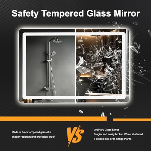 LED Bathroom Mirror with Lights, 20 x 30 Lighted Vanity Wall Mirror - Image 6