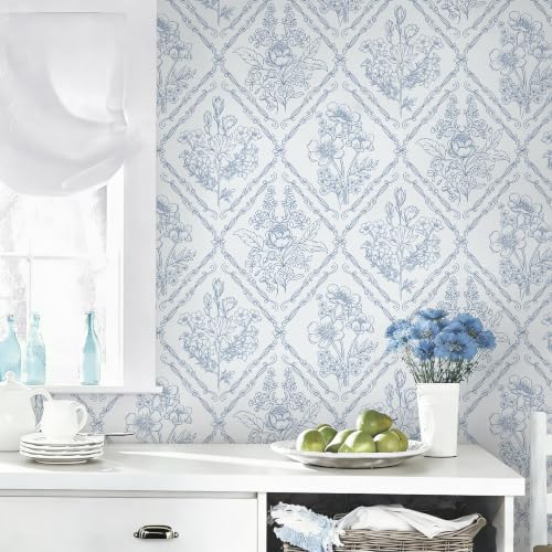 Toduso Wallpaper Peel and Stick Mordern Wall Paper Blue and White Contact Paper by Toduso