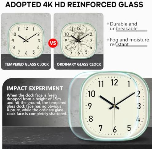 Silent Non Ticking Wall Clock 10Inch, Square Battery Operated Clock - Image 4