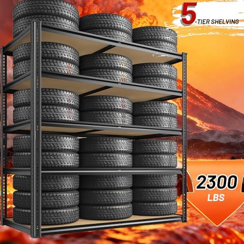 ROOMFAVE 40" W Garage Shelving 2300LBS Storage Shelves, 5 Tier - Image 4