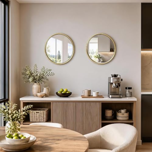 12"x12" Round Decorative Wall Mirror, 2 Pack Metal Framed Real Glass Mirror - Image 6