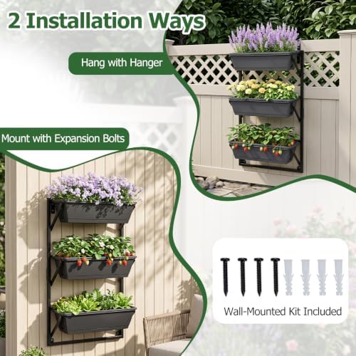 GIANTEX 3-Tier Deck Railing Planter, Hanging Planter Boxes - Image 6