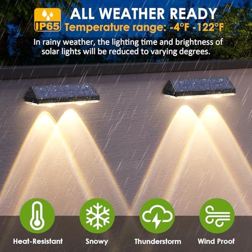 Solar Fence Lights Outdoor, 2700/4000/6000K 3 Mode, 8 Pack - Image 3