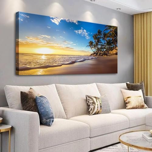 Beach Wall Art Sunset Pictures Ocean Seascape Theme Art Wall Pictures Coastal by weiyiart