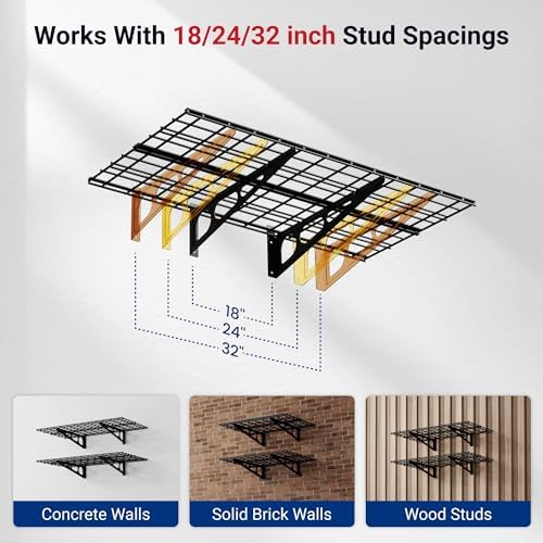 FLEXIMOUNTS 2-Pack 2x4ft 24-inch-by-48-inch Wall Shelf Garage Storage Rack Wall - Image 4