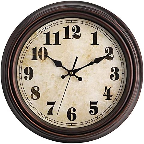 TOPZEA Retro Wall Clock, 12 Inch Silent Non-Ticking Classic Clocks Decorative by TOPZEA