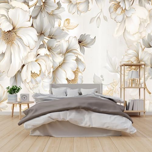 Light-Colored Floral Bedroom Peel-and-Stick Wallpaper-96 x137 by GLWYHY