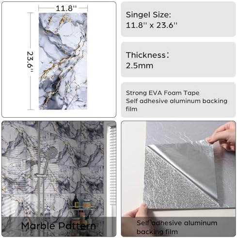 Marble Peel and Stick Backsplash 23.6 x11.8 in - Image 6