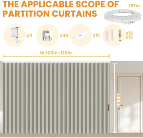Room Divider Curtain Sets with Flexible Ceiling Track, Privacy Soundproof - Image 2