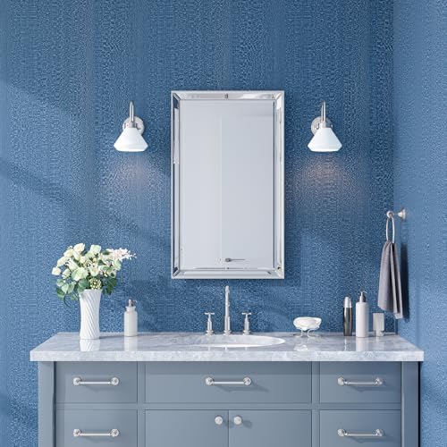 Blue Grasscloth Peel and Stick Wallpaper Linen Fabric Wallpaper 15.7"x472" Self - Image 2