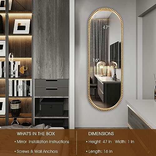 Oval Full Length Mirror, Living Room, Antique Gold - Image 2