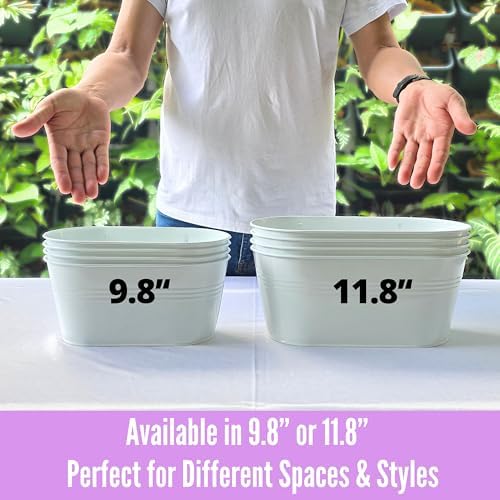 LaLaGreen Large Wall Planter White Metal Wall Decor Pots - Image 4