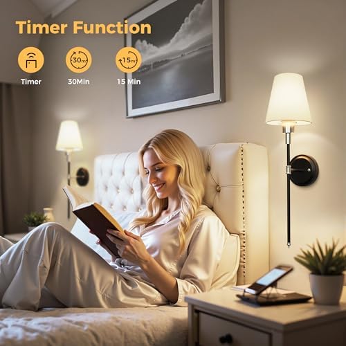 Battery Operated Wall Sconce: Set of 2 Wireless Wall Light 12000mAh - Image 5