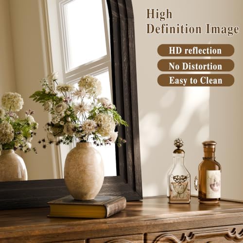 Arched Wall Mirror 30" x 40", Solid Wood Frame Bathroom Mirror - Image 5